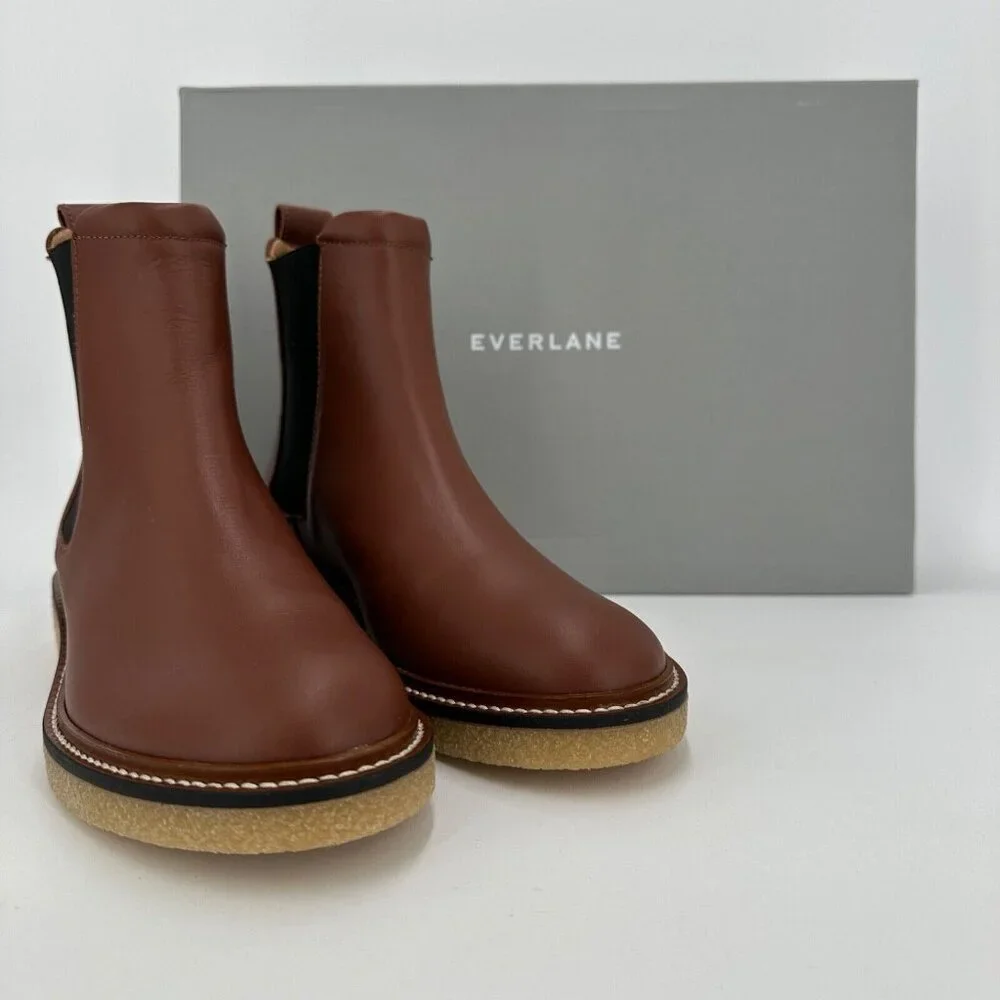 Everlane The Italian Leather Chelsea Boot Tobacco Brown sz 6 Women's Gum Outsole